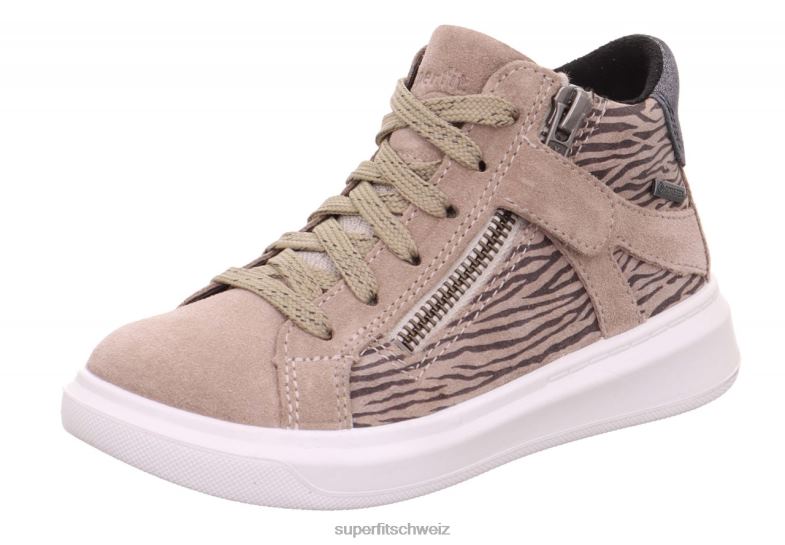 Kleinkinder hohe Turnschuhe 44B2D854 Superfit Cosmo – Sneaker hoch mit Reißverschluss Beige