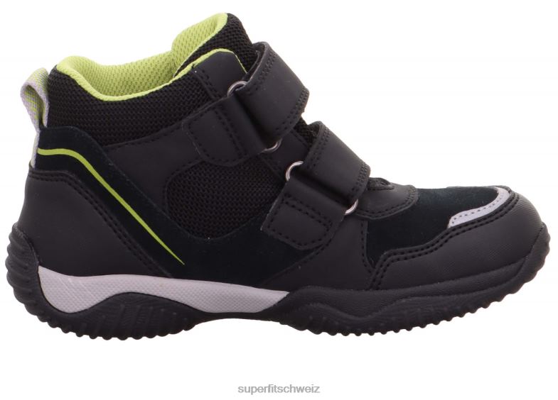 Kleinkinder hohe Turnschuhe 44B2D860 Superfit Storm – Sneaker hoch mit Klettverschluss schwarz/hellgrün