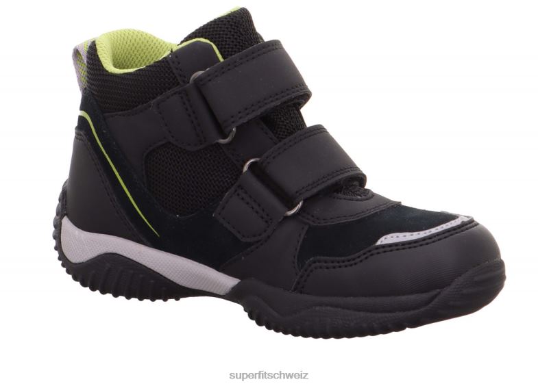 Kleinkinder hohe Turnschuhe 44B2D860 Superfit Storm – Sneaker hoch mit Klettverschluss schwarz/hellgrün