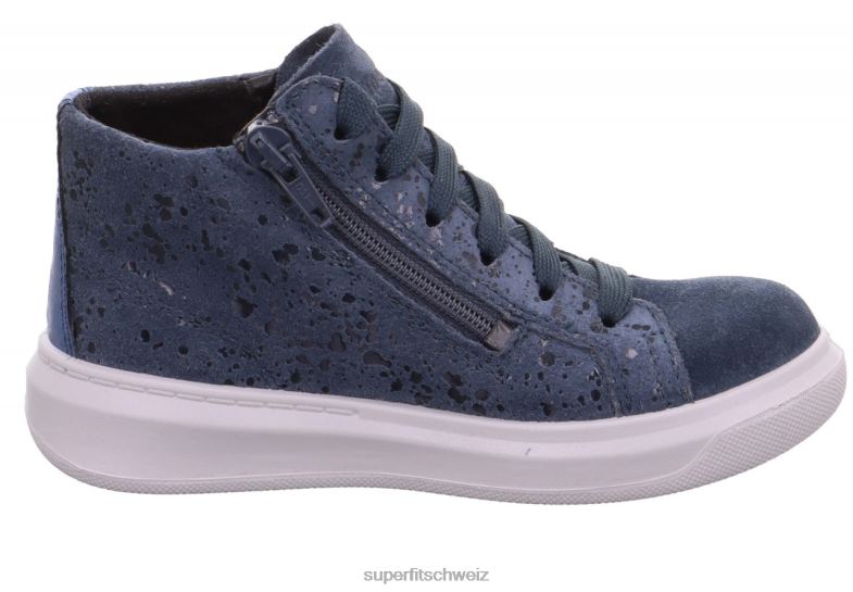 Kleinkinder hohe Turnschuhe 44B2D863 Superfit Cosmo – Sneaker hoch mit Reißverschluss Blau