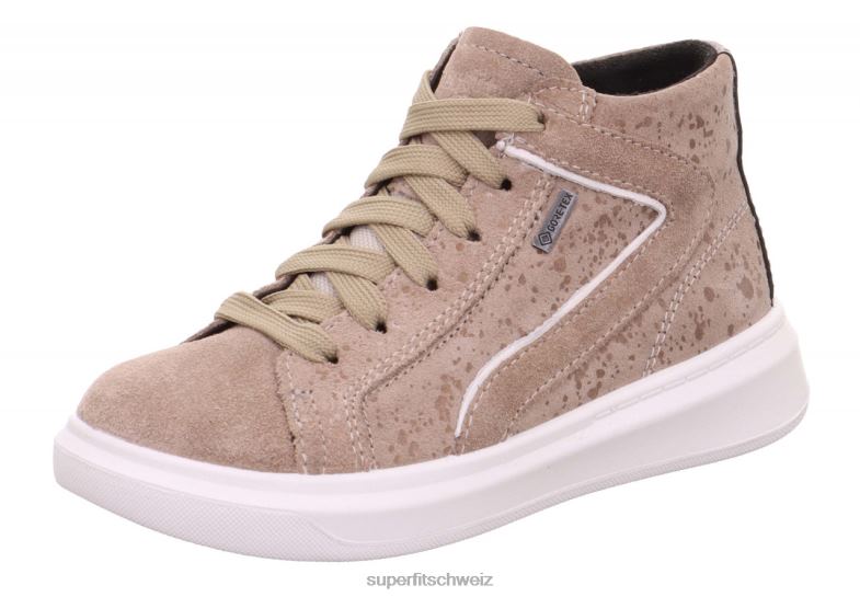 Kleinkinder hohe Turnschuhe 44B2D864 Superfit Cosmo – Sneaker hoch mit Reißverschluss Beige