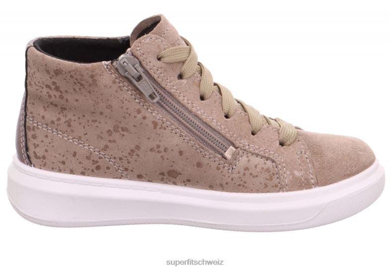Kleinkinder hohe Turnschuhe 44B2D864 Superfit Cosmo – Sneaker hoch mit Reißverschluss Beige