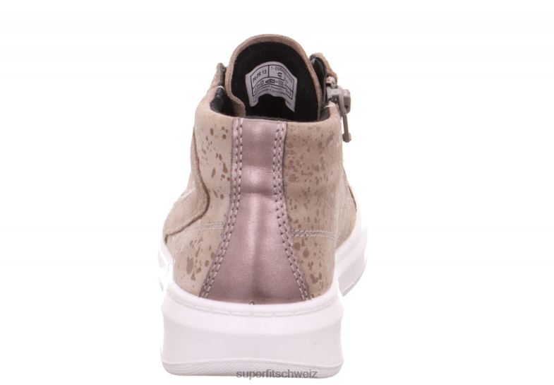 Kleinkinder hohe Turnschuhe 44B2D864 Superfit Cosmo – Sneaker hoch mit Reißverschluss Beige