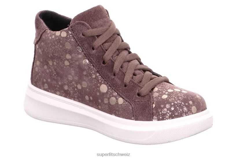 Kleinkinder hohe Turnschuhe 44B2D867 Superfit Cosmo – Sneaker hoch mit Reißverschluss lila/silber