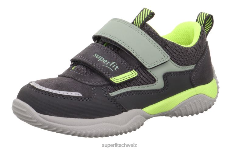 Kleinkinder niedrige Turnschuhe 44B2D774 Superfit Storm - Low-Sneaker mit Klettverschluss grau/gelb