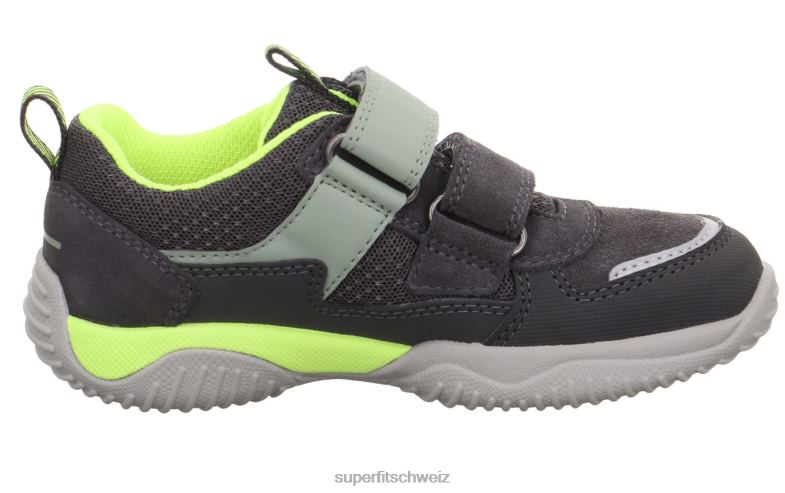 Kleinkinder niedrige Turnschuhe 44B2D774 Superfit Storm - Low-Sneaker mit Klettverschluss grau/gelb