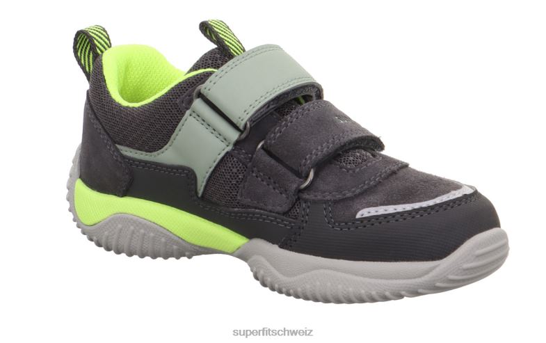 Kleinkinder niedrige Turnschuhe 44B2D774 Superfit Storm - Low-Sneaker mit Klettverschluss grau/gelb