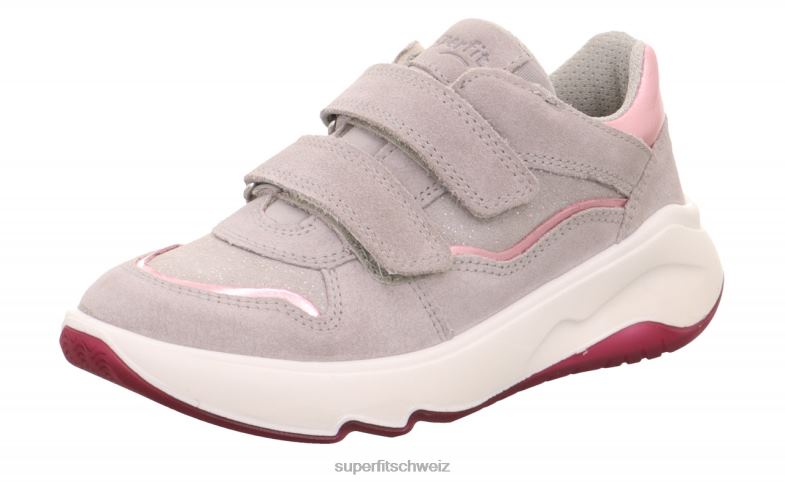 Kleinkinder niedrige Turnschuhe 44B2D776 Superfit Melodie – Sneaker Low mit Klettverschluss hellgrau/rosa