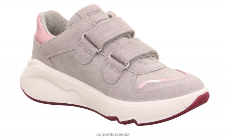 Kleinkinder niedrige Turnschuhe 44B2D776 Superfit Melodie – Sneaker Low mit Klettverschluss hellgrau/rosa