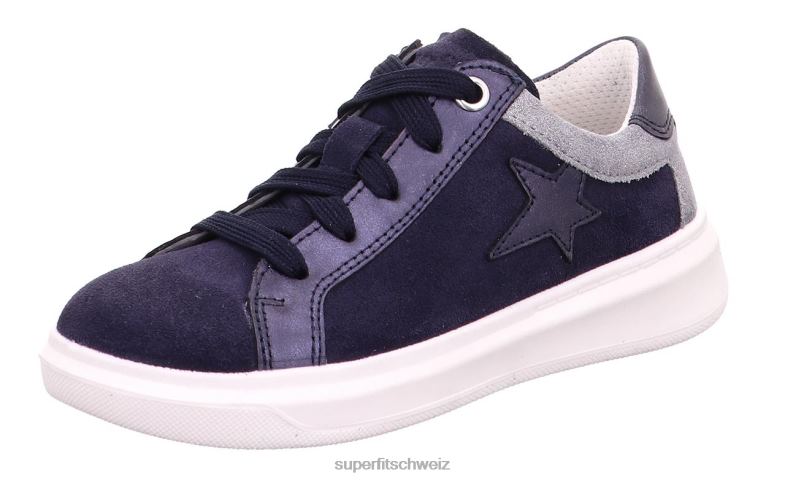 Kleinkinder niedrige Turnschuhe 44B2D784 Superfit Cosmo - Sneaker Low mit Schnürung blau/hellgrau
