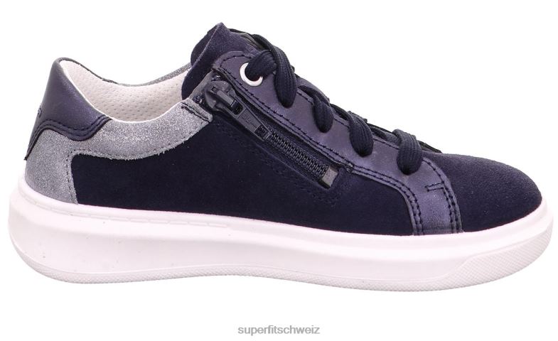 Kleinkinder niedrige Turnschuhe 44B2D784 Superfit Cosmo - Sneaker Low mit Schnürung blau/hellgrau