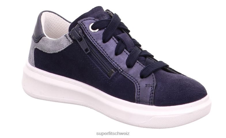 Kleinkinder niedrige Turnschuhe 44B2D784 Superfit Cosmo - Sneaker Low mit Schnürung blau/hellgrau