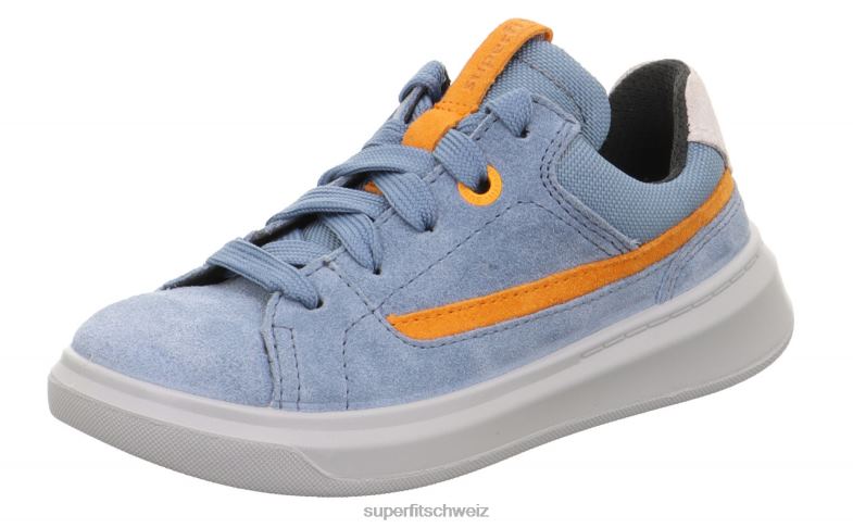 Kleinkinder niedrige Turnschuhe 44B2D791 Superfit Cosmo - Sneaker Low mit Schnürung blau/orange