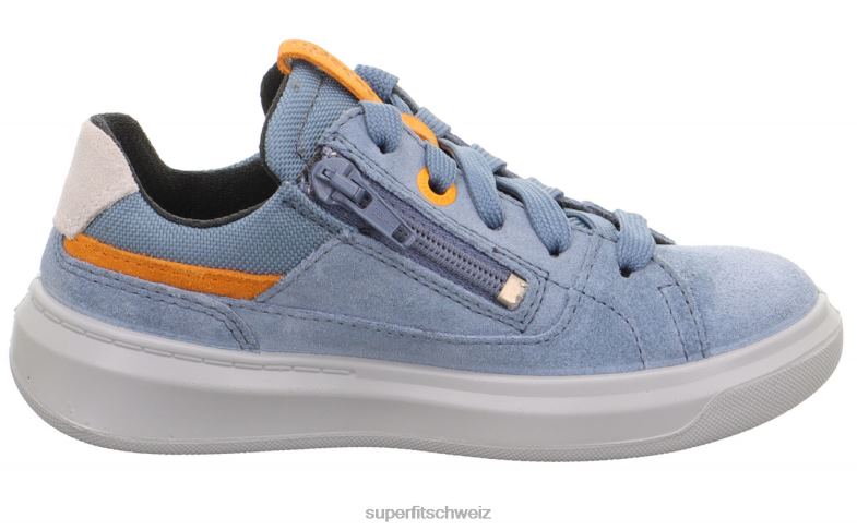 Kleinkinder niedrige Turnschuhe 44B2D791 Superfit Cosmo - Sneaker Low mit Schnürung blau/orange