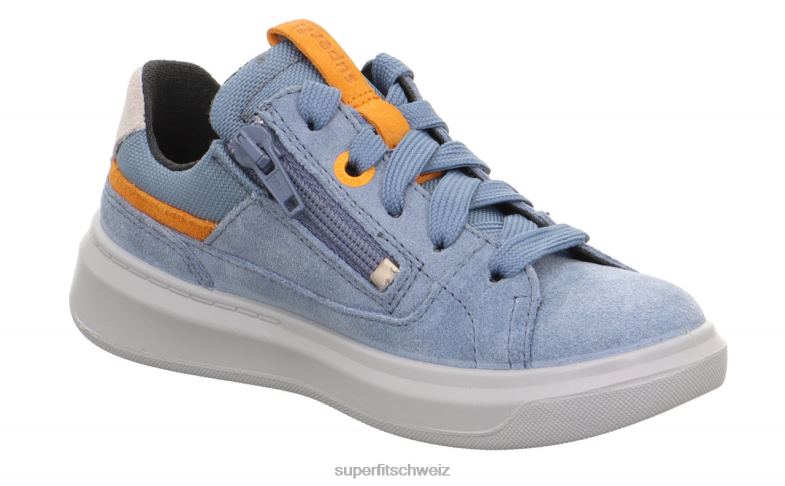 Kleinkinder niedrige Turnschuhe 44B2D791 Superfit Cosmo - Sneaker Low mit Schnürung blau/orange