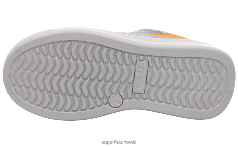 Kleinkinder niedrige Turnschuhe 44B2D791 Superfit Cosmo - Sneaker Low mit Schnürung blau/orange