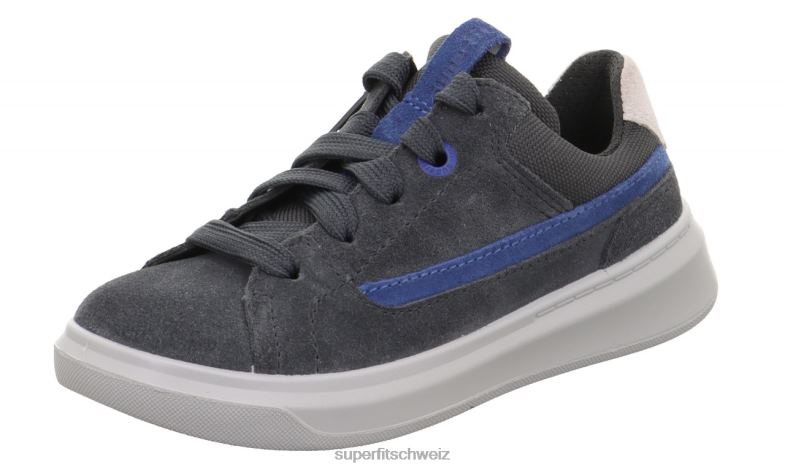 Kleinkinder niedrige Turnschuhe 44B2D793 Superfit Cosmo - Sneaker Low mit Schnürung Grau Blau