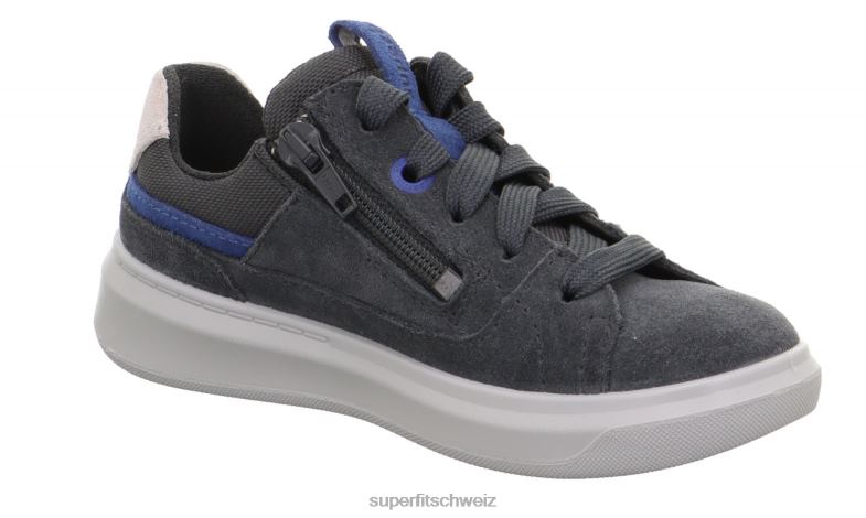Kleinkinder niedrige Turnschuhe 44B2D793 Superfit Cosmo - Sneaker Low mit Schnürung Grau Blau
