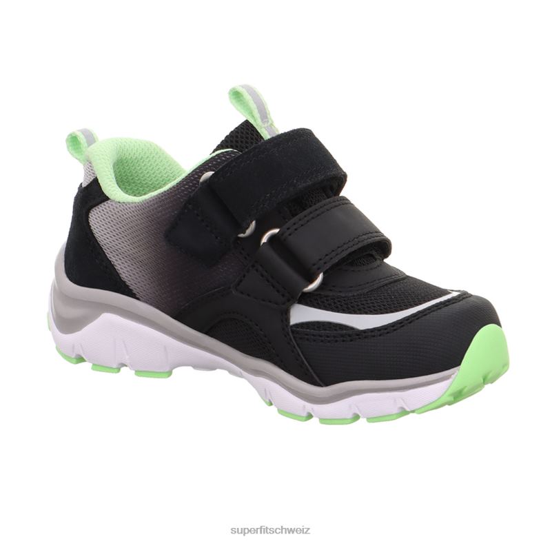 Kleinkinder niedrige Turnschuhe 44B2D794 Superfit sport5 - Sneaker Low mit Klettverschluss schwarz/hellgrün