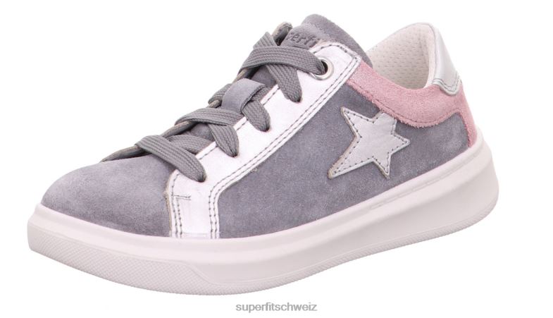 Kleinkinder niedrige Turnschuhe 44B2D799 Superfit Cosmo - Sneaker Low mit Schnürung hellgrau/rosa