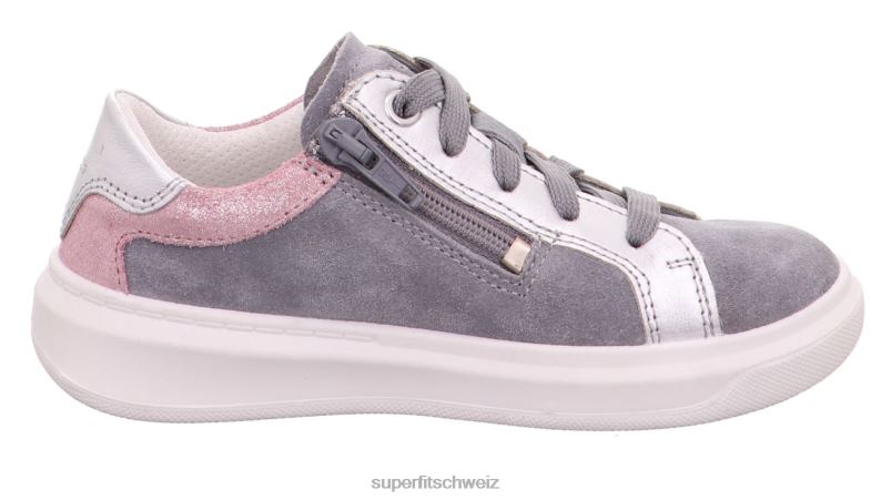 Kleinkinder niedrige Turnschuhe 44B2D799 Superfit Cosmo - Sneaker Low mit Schnürung hellgrau/rosa