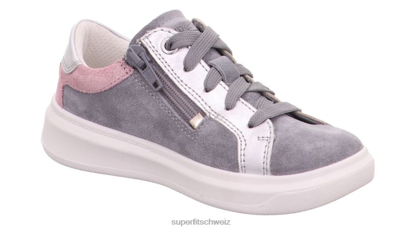 Kleinkinder niedrige Turnschuhe 44B2D799 Superfit Cosmo - Sneaker Low mit Schnürung hellgrau/rosa