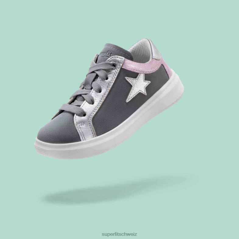 Kleinkinder niedrige Turnschuhe 44B2D799 Superfit Cosmo - Sneaker Low mit Schnürung hellgrau/rosa