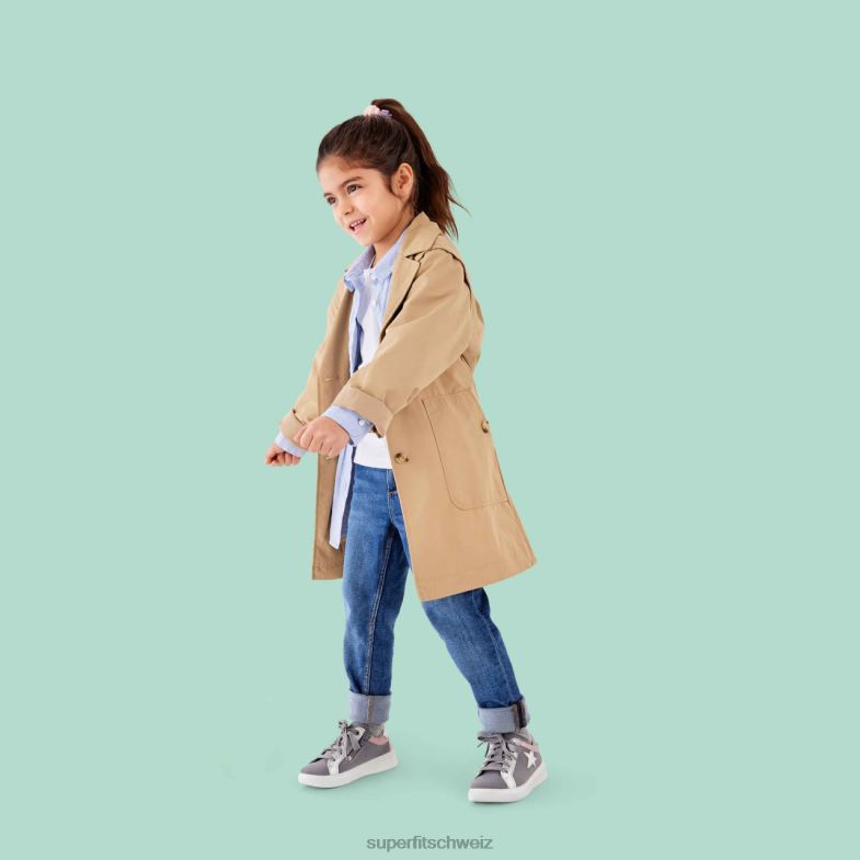 Kleinkinder niedrige Turnschuhe 44B2D799 Superfit Cosmo - Sneaker Low mit Schnürung hellgrau/rosa