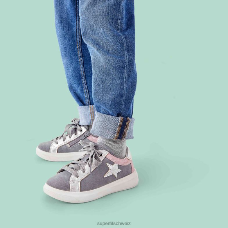 Kleinkinder niedrige Turnschuhe 44B2D799 Superfit Cosmo - Sneaker Low mit Schnürung hellgrau/rosa