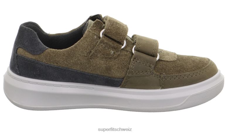Kleinkinder niedrige Turnschuhe 44B2D801 Superfit Cosmo - Sneaker Low mit Klettverschluss Grün Grau