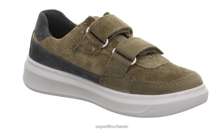 Kleinkinder niedrige Turnschuhe 44B2D801 Superfit Cosmo - Sneaker Low mit Klettverschluss Grün Grau