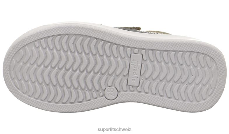 Kleinkinder niedrige Turnschuhe 44B2D801 Superfit Cosmo - Sneaker Low mit Klettverschluss Grün Grau
