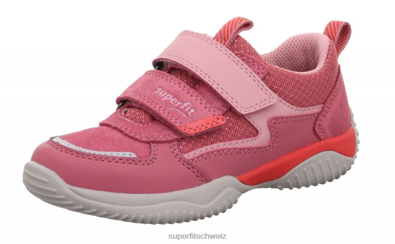 Kleinkinder niedrige Turnschuhe 44B2D806 Superfit Storm - Low-Sneaker mit Klettverschluss Pink Rot