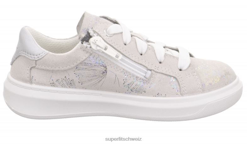 Kleinkinder niedrige Turnschuhe 44B2D809 Superfit Cosmo - Sneaker Low mit Schnürung Weiss