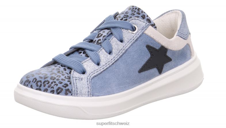Kleinkinder niedrige Turnschuhe 44B2D813 Superfit Cosmo - Sneaker Low mit Schnürung Blau Weiss