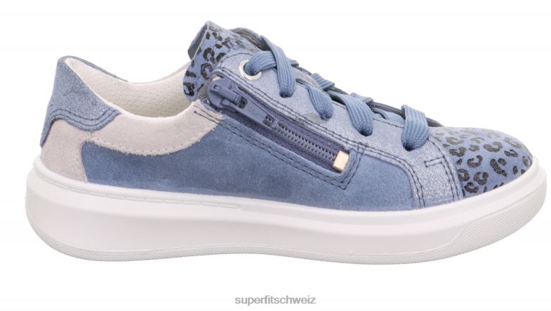 Kleinkinder niedrige Turnschuhe 44B2D813 Superfit Cosmo - Sneaker Low mit Schnürung Blau Weiss