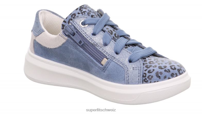 Kleinkinder niedrige Turnschuhe 44B2D813 Superfit Cosmo - Sneaker Low mit Schnürung Blau Weiss