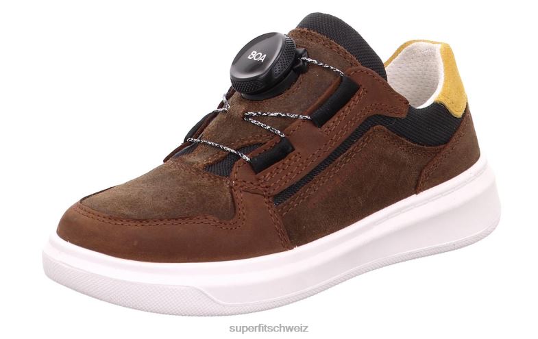 Kleinkinder niedrige Turnschuhe 44B2D816 Superfit Cosmo – Sneaker Low mit Boa-Fit-System braun/gelb