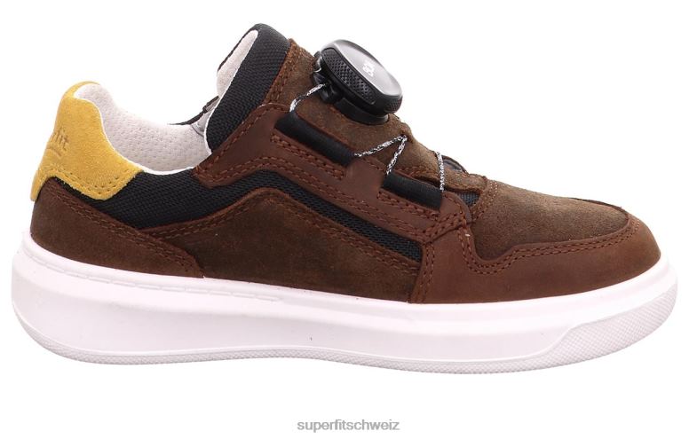 Kleinkinder niedrige Turnschuhe 44B2D816 Superfit Cosmo – Sneaker Low mit Boa-Fit-System braun/gelb