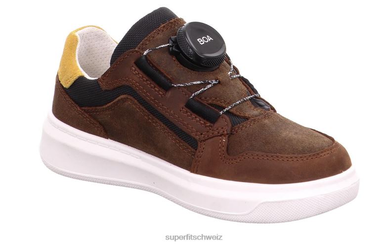 Kleinkinder niedrige Turnschuhe 44B2D816 Superfit Cosmo – Sneaker Low mit Boa-Fit-System braun/gelb