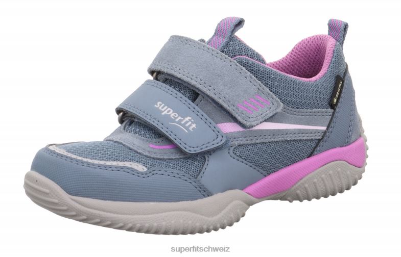 Kleinkinder niedrige Turnschuhe 44B2D818 Superfit Storm - Low-Sneaker mit Klettverschluss Blau Lila