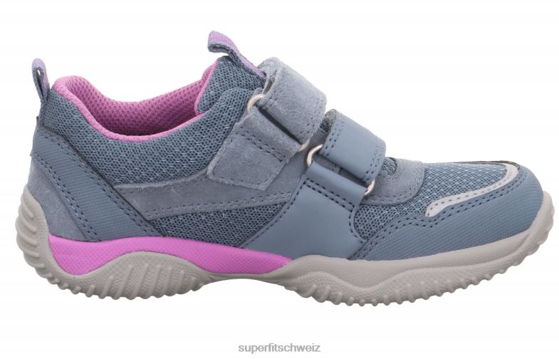 Kleinkinder niedrige Turnschuhe 44B2D818 Superfit Storm - Low-Sneaker mit Klettverschluss Blau Lila