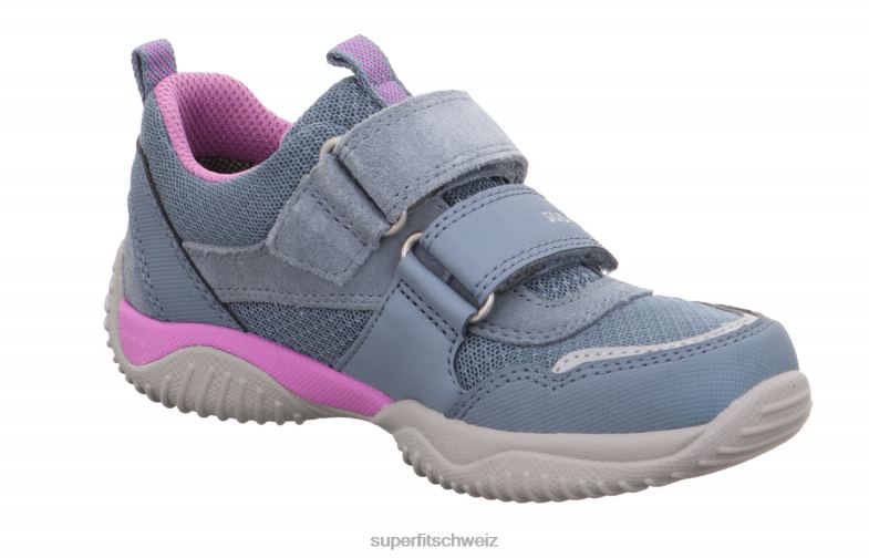 Kleinkinder niedrige Turnschuhe 44B2D818 Superfit Storm - Low-Sneaker mit Klettverschluss Blau Lila