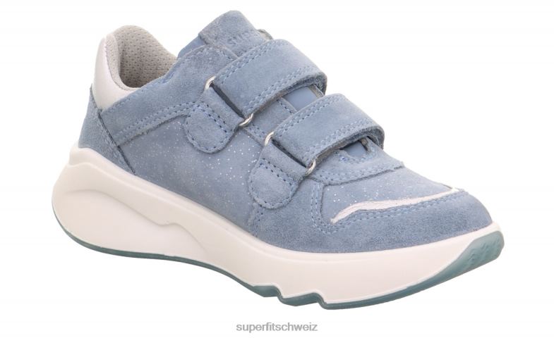 Kleinkinder niedrige Turnschuhe 44B2D820 Superfit Melodie – Sneaker Low mit Klettverschluss blau/silber