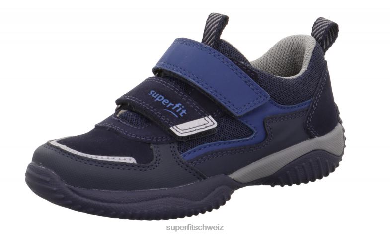 Kleinkinder niedrige Turnschuhe 44B2D823 Superfit Storm - Low-Sneaker mit Klettverschluss blau/hellgrau