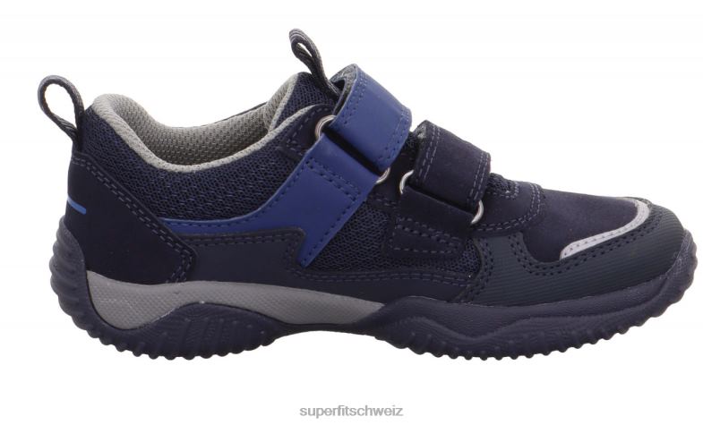 Kleinkinder niedrige Turnschuhe 44B2D823 Superfit Storm - Low-Sneaker mit Klettverschluss blau/hellgrau