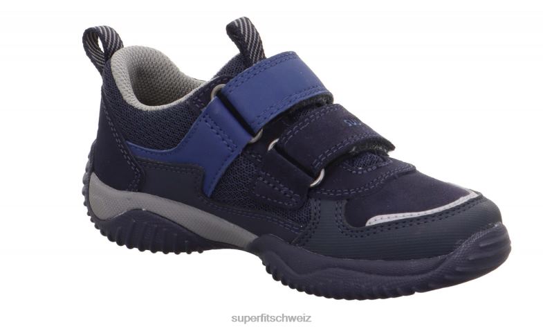 Kleinkinder niedrige Turnschuhe 44B2D823 Superfit Storm - Low-Sneaker mit Klettverschluss blau/hellgrau