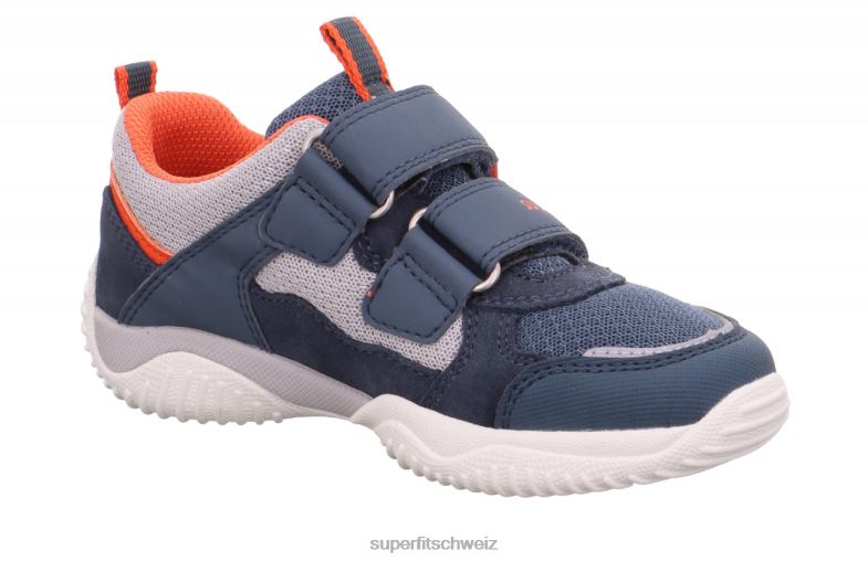 Kleinkinder niedrige Turnschuhe 44B2D824 Superfit Storm - Low-Sneaker mit Klettverschluss Blau Rot