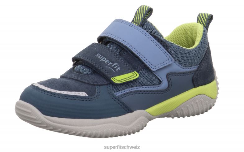 Kleinkinder niedrige Turnschuhe 44B2D834 Superfit Storm - Low-Sneaker mit Klettverschluss blau/hellgrün