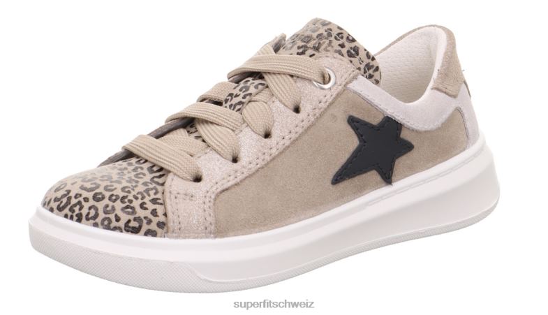 Kleinkinder niedrige Turnschuhe 44B2D835 Superfit Cosmo - Sneaker Low mit Schnürung beige/weiß